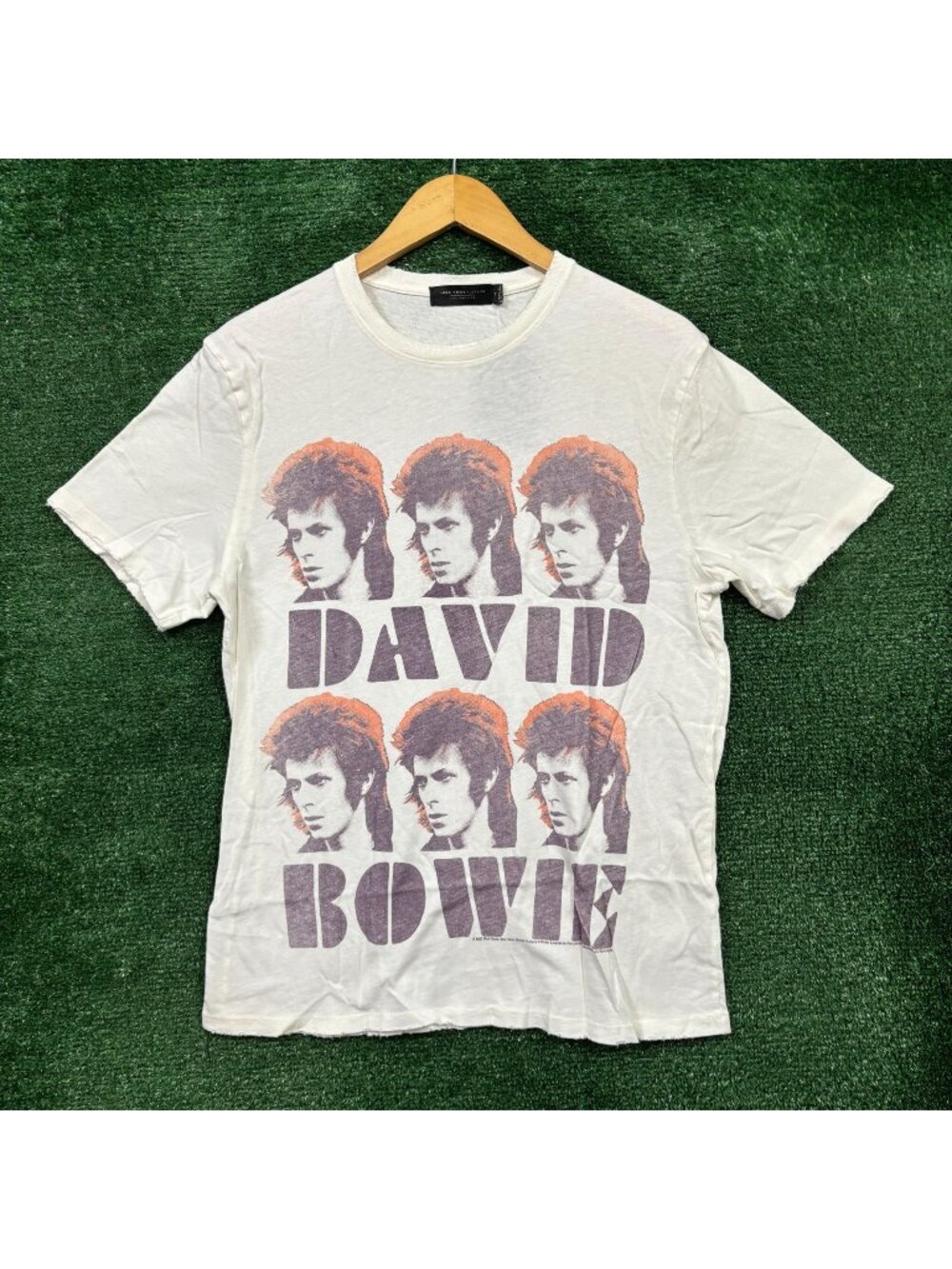 David Bowie Repeat Faces Beige T-Shirt Size Medium